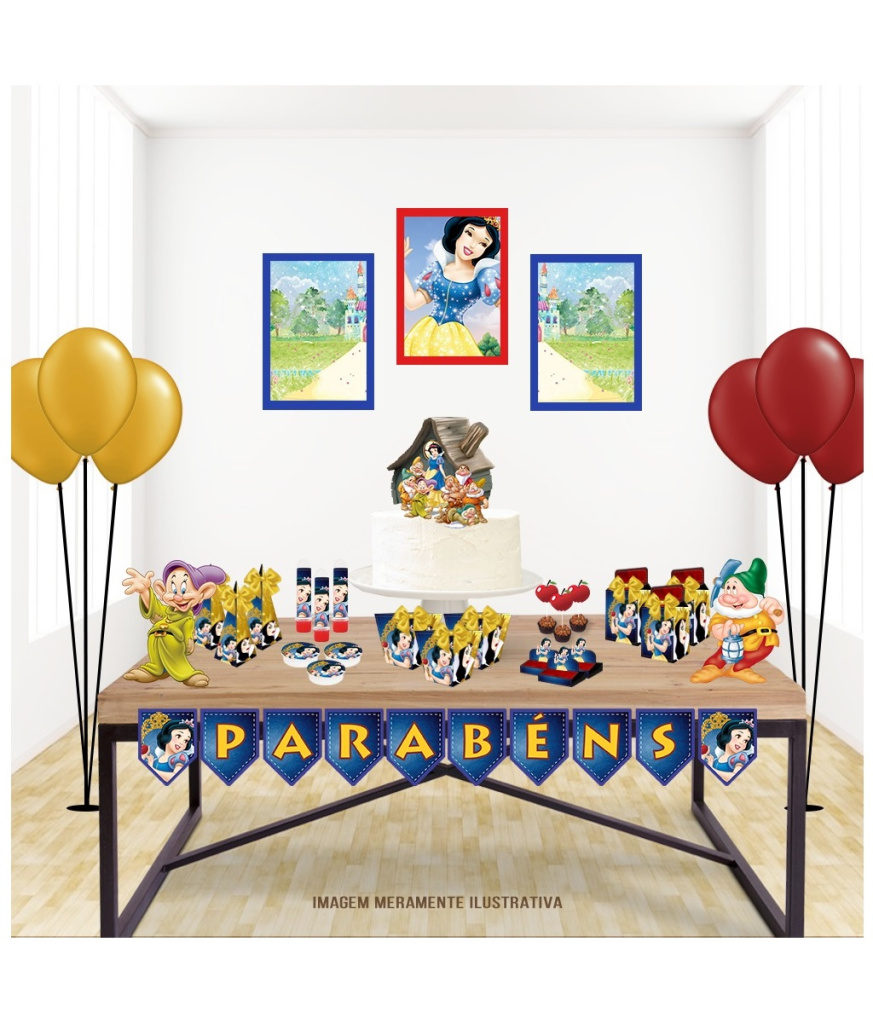 mesa principal decoração branca de neve