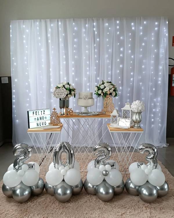 decoração branco e prata