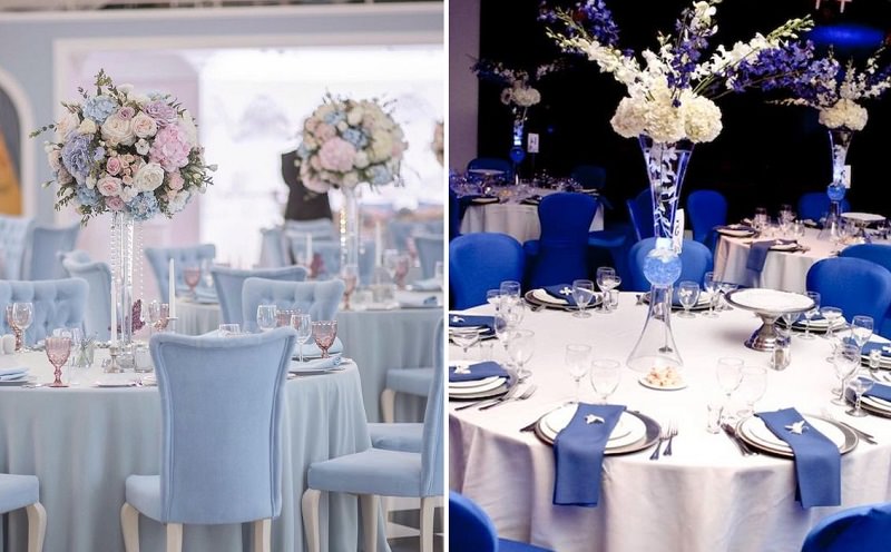 decoração casamento azul royal e prata