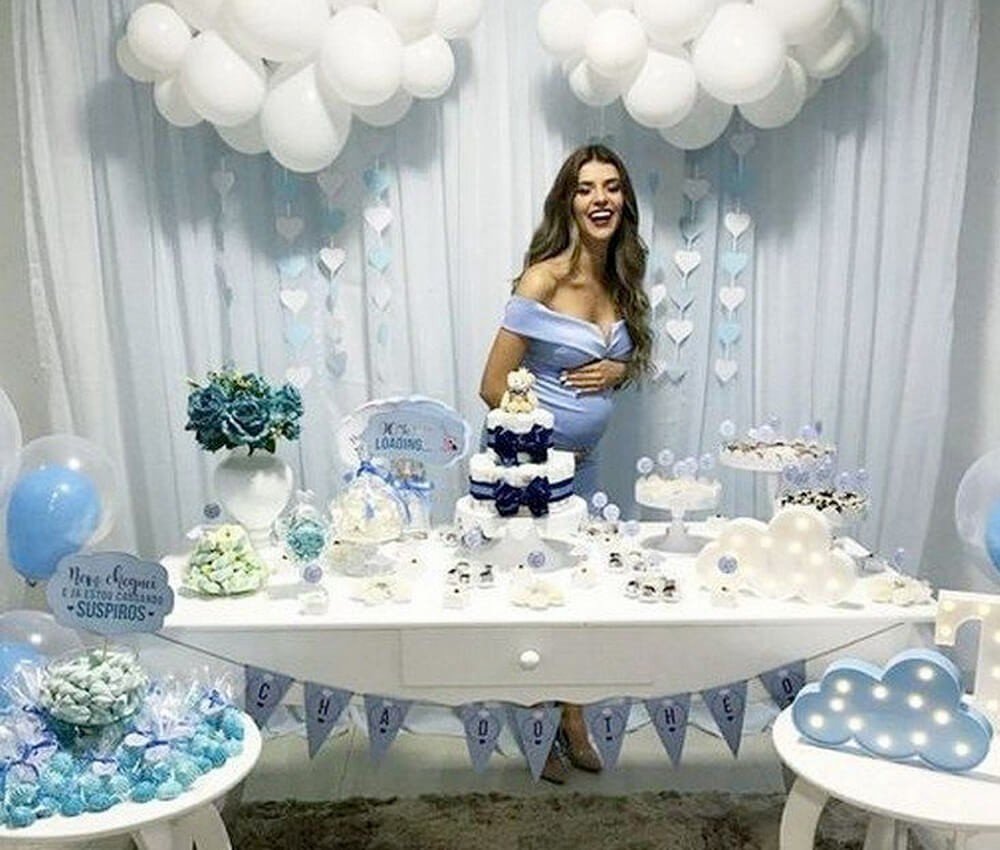decoração chá de bebê menino minimalista