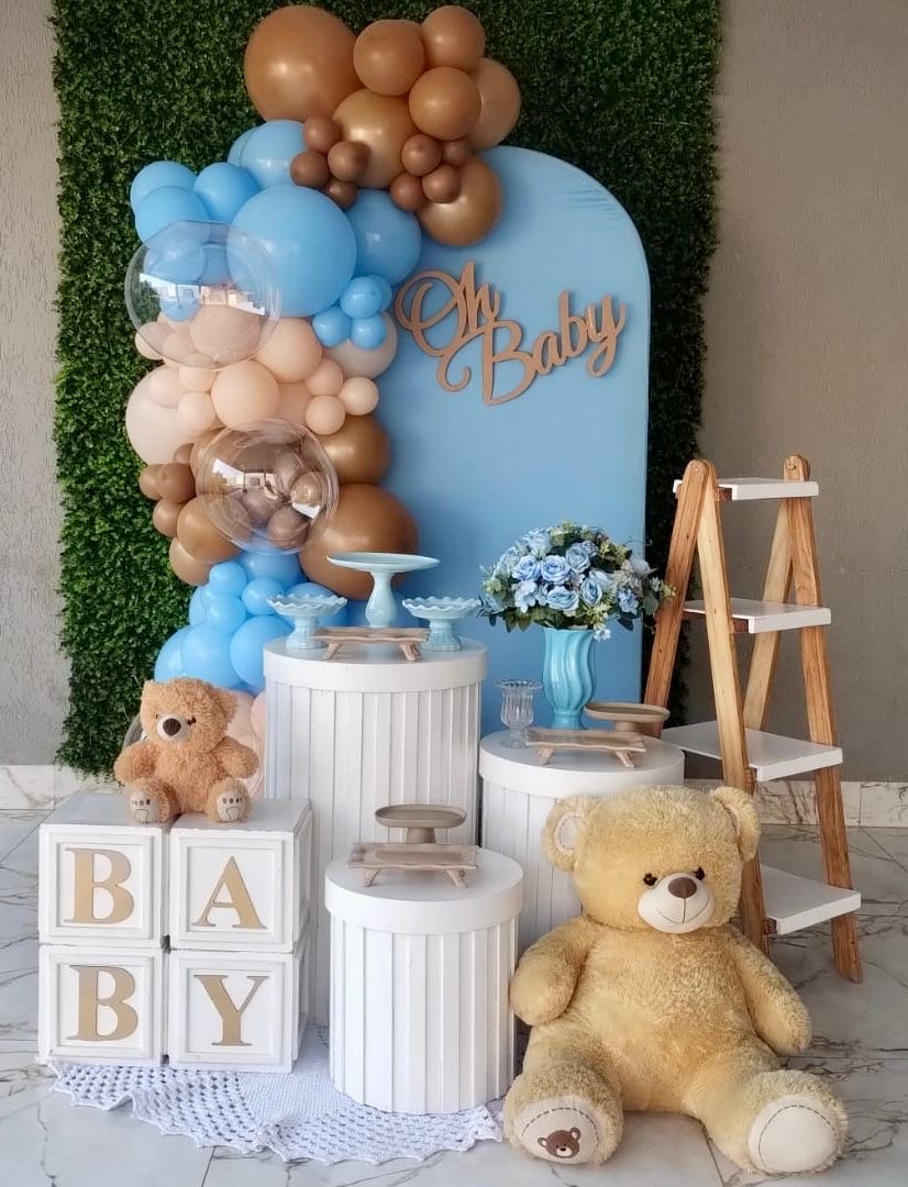 decoração chá de bebê menino minimalista