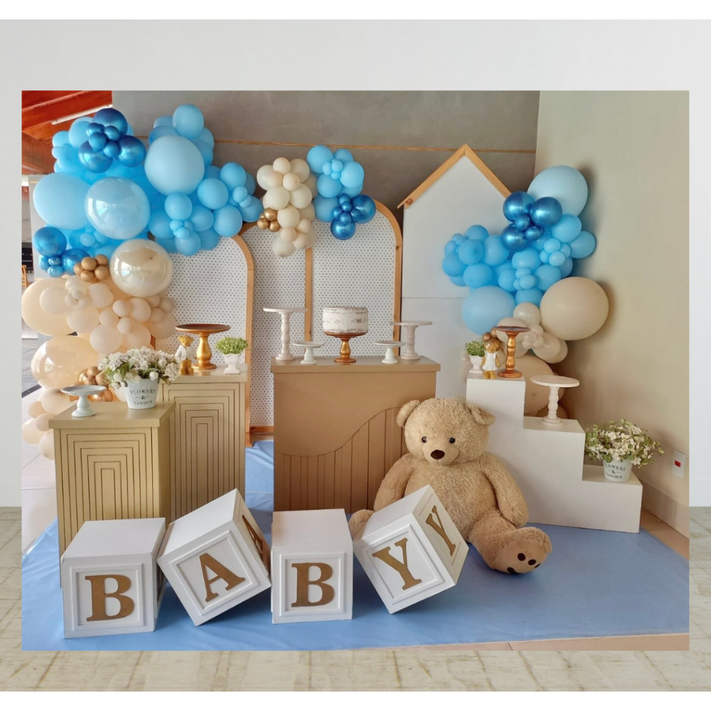 decoração chá de bebê menino tema ursinho