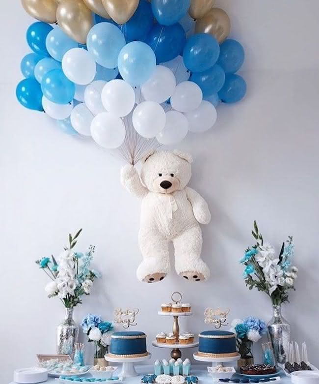 ideias decoração chá de bebê menino simples
