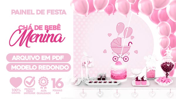 decoração chá de fraldas menina rosa e branco