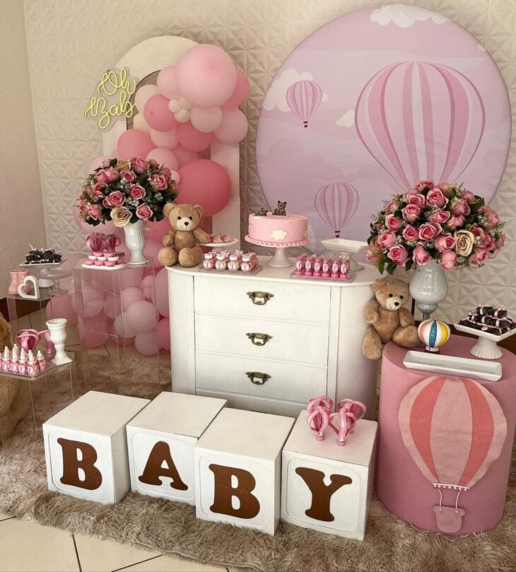 decoração chá de fraldas menina jardim encantado