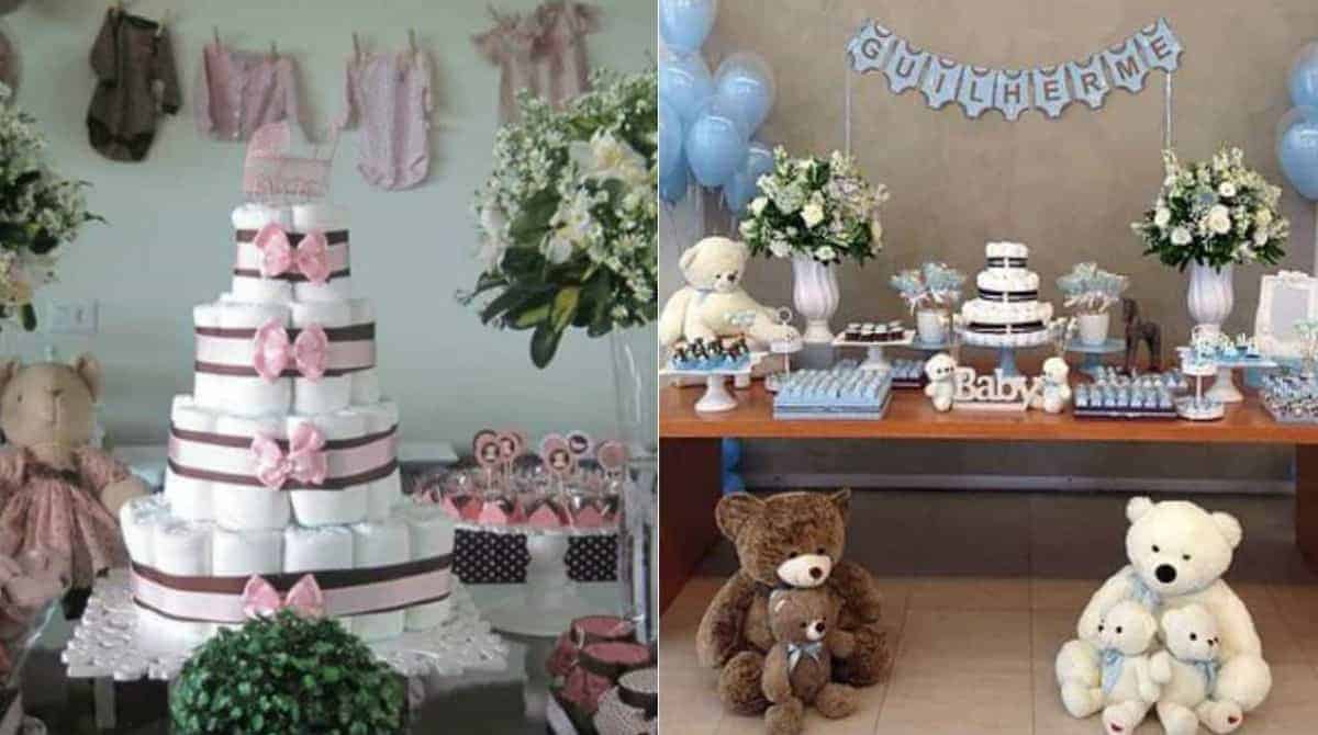 decoração chá de fraldas menina pequena