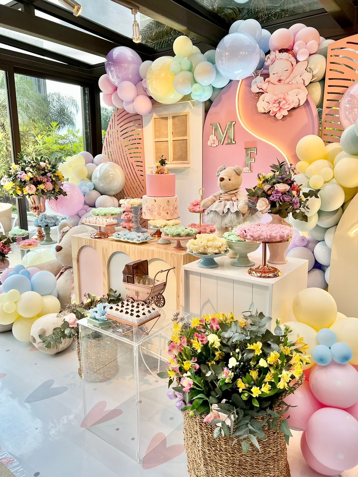 decoração chá de fraldas menina DIY