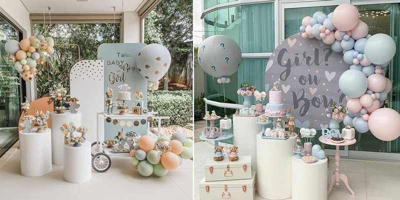 decoração chá revelação simples vs. elaborada