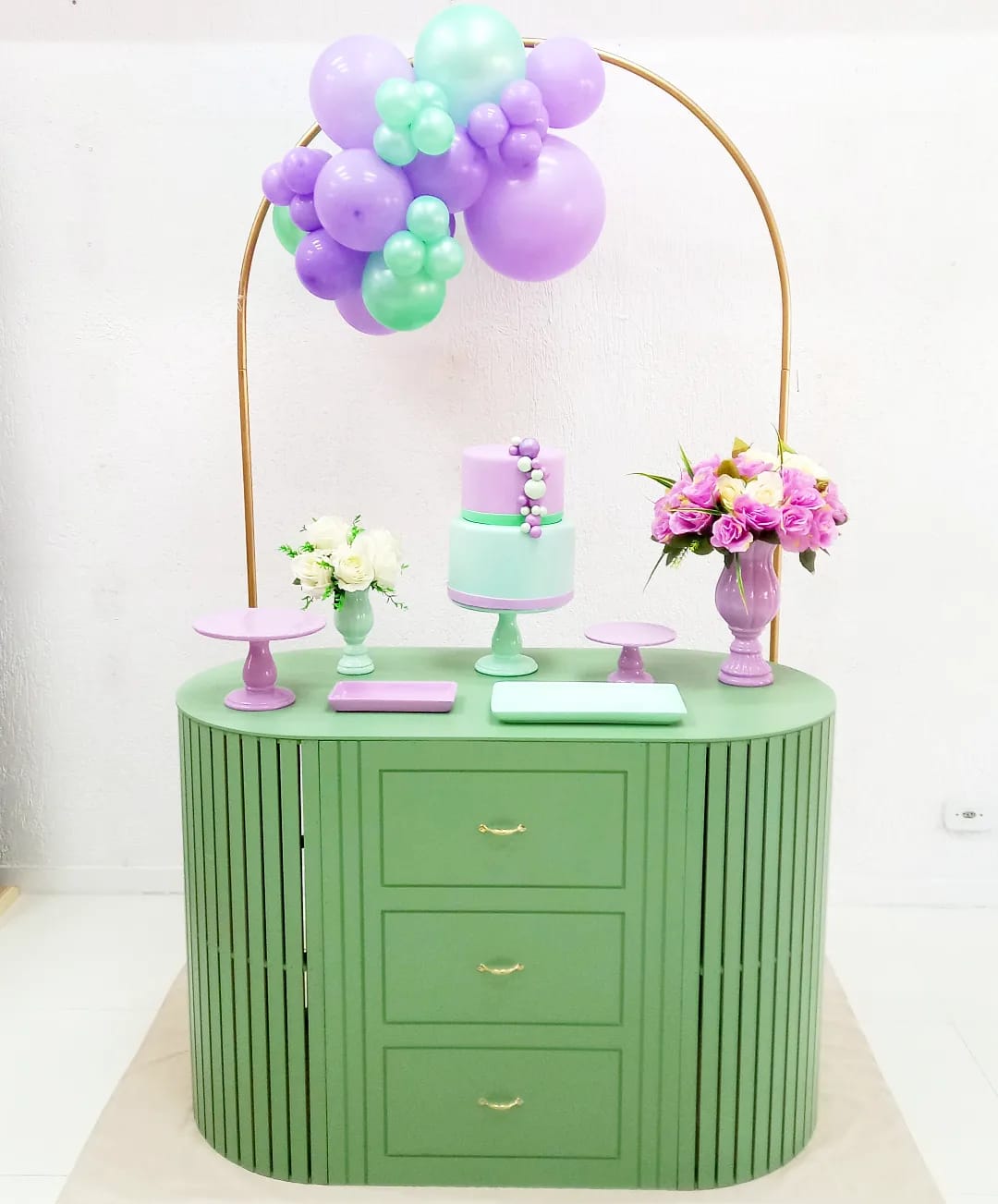 tema ursinho chá revelação verde lilás