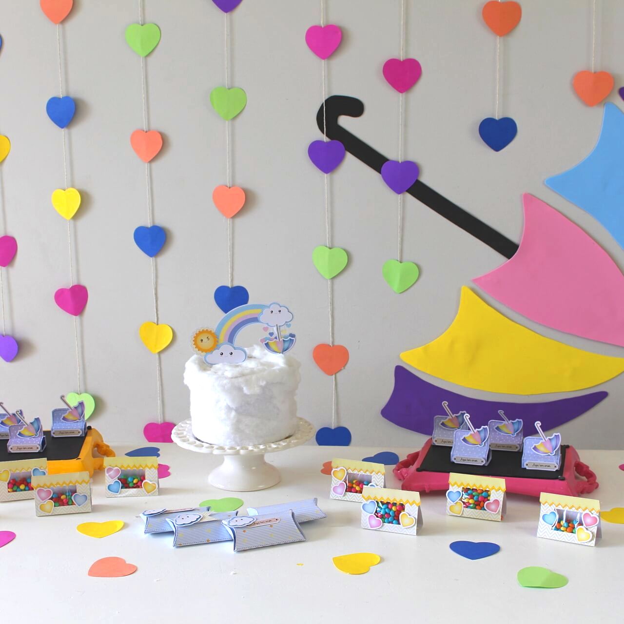 mesa decorada chuva de amor