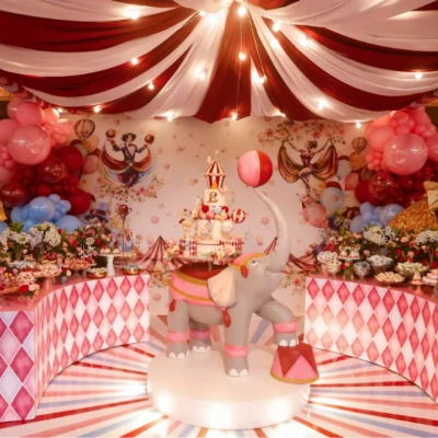 A Escolha Perfeita do Bolo Fake para o Tema Circo Rosa Luxo