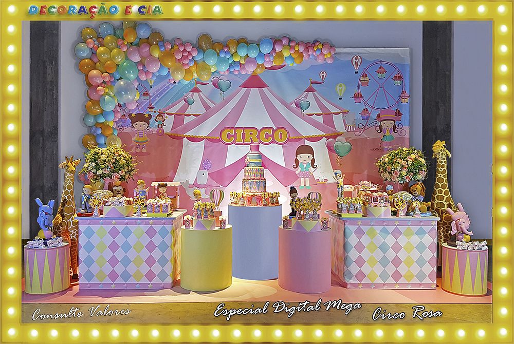 Tendências em Balões para Decoração Circo Rosa de Aniversário