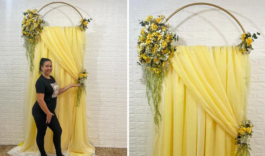 decoração com arco de flores
