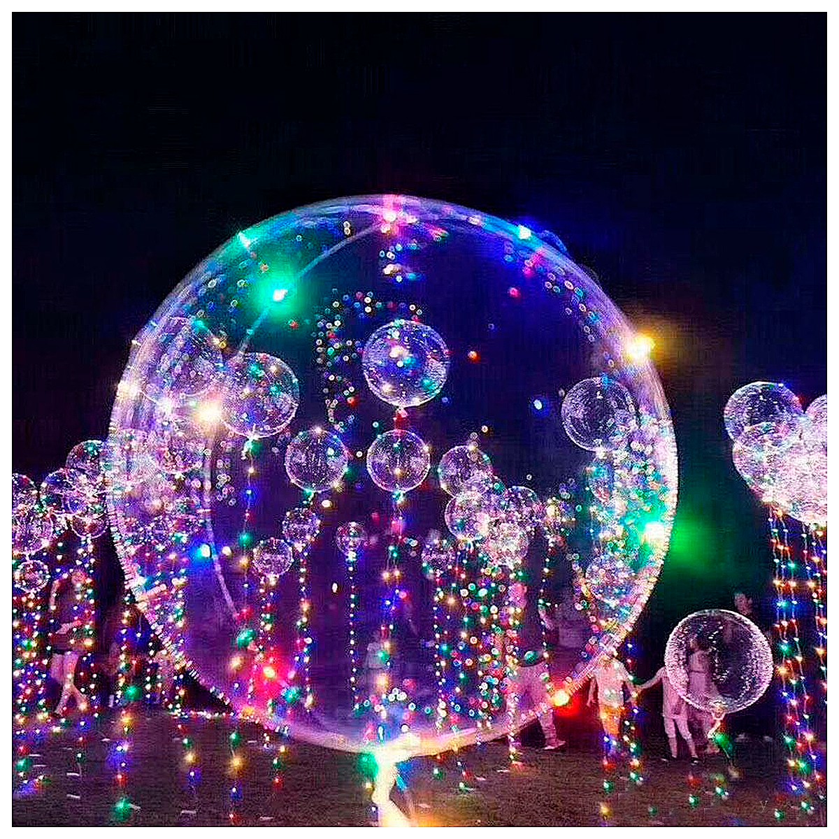 balão transparente com fita de led