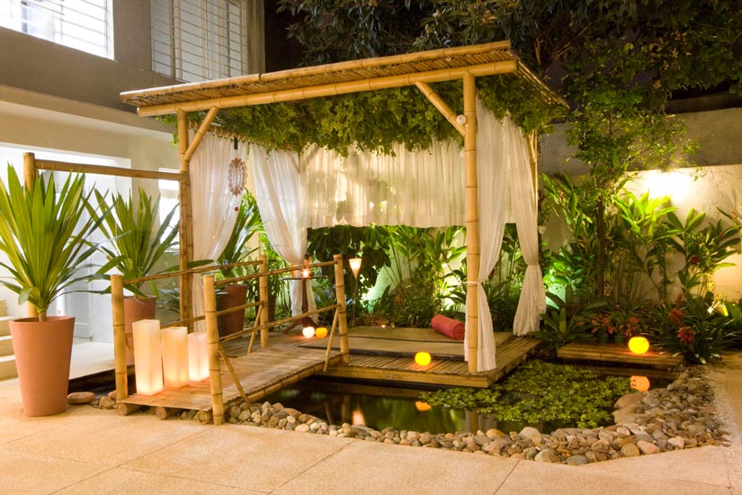 ideias de decoração com bambu para sala pequena