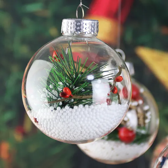 como preencher bolas transparentes para decoração de natal