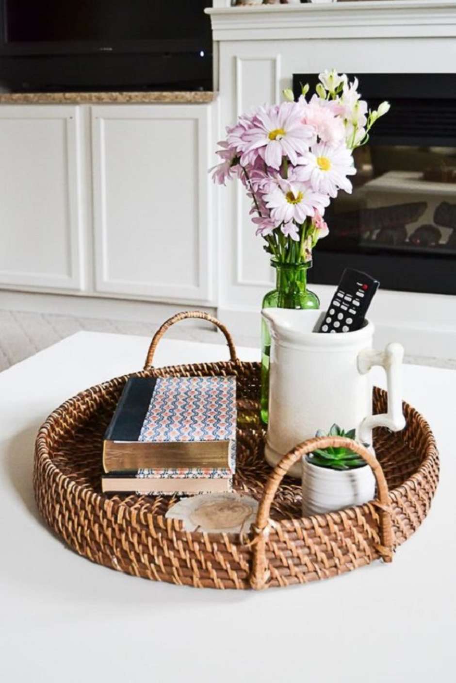 decoração com cestos de palha