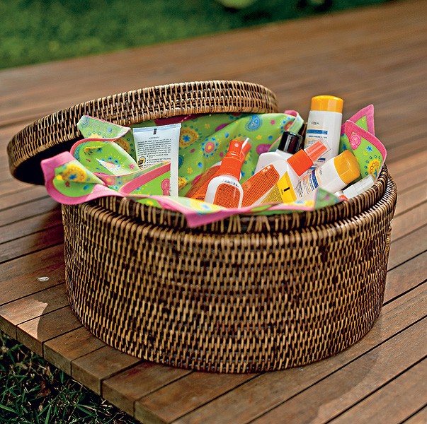 decoração com cestos de palha