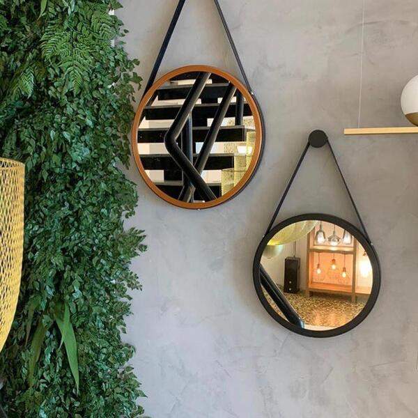 espelho decorativo redondo com alça