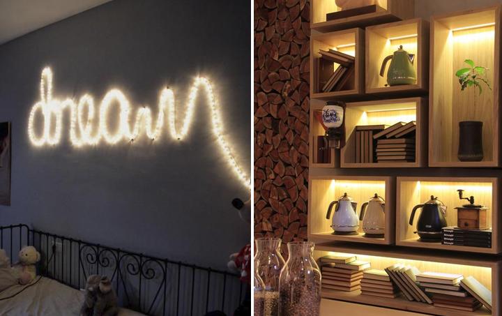 decoração com led na parede