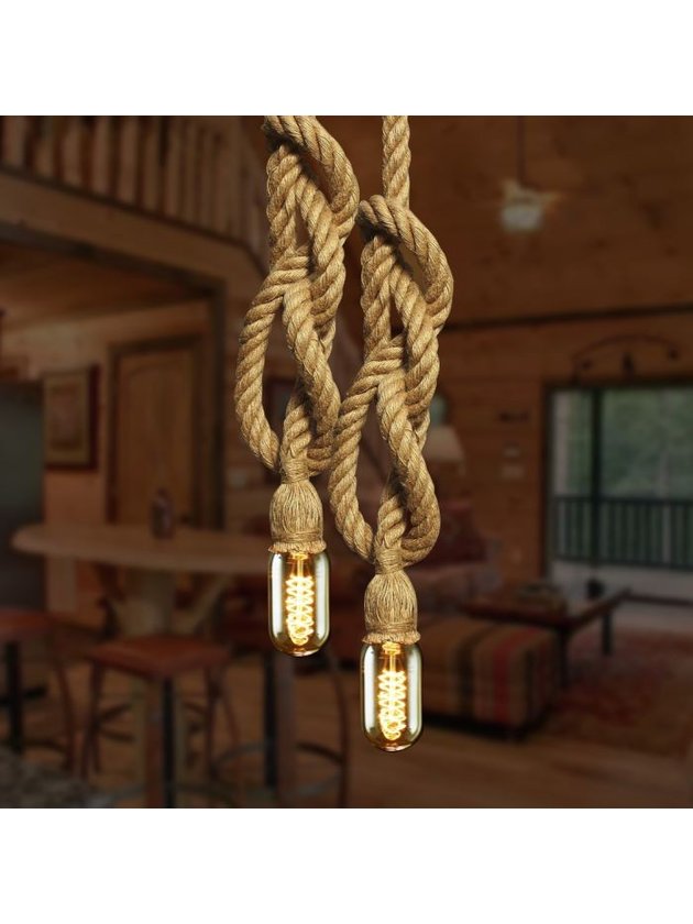 ideias de decoração com pendente de corda para sala