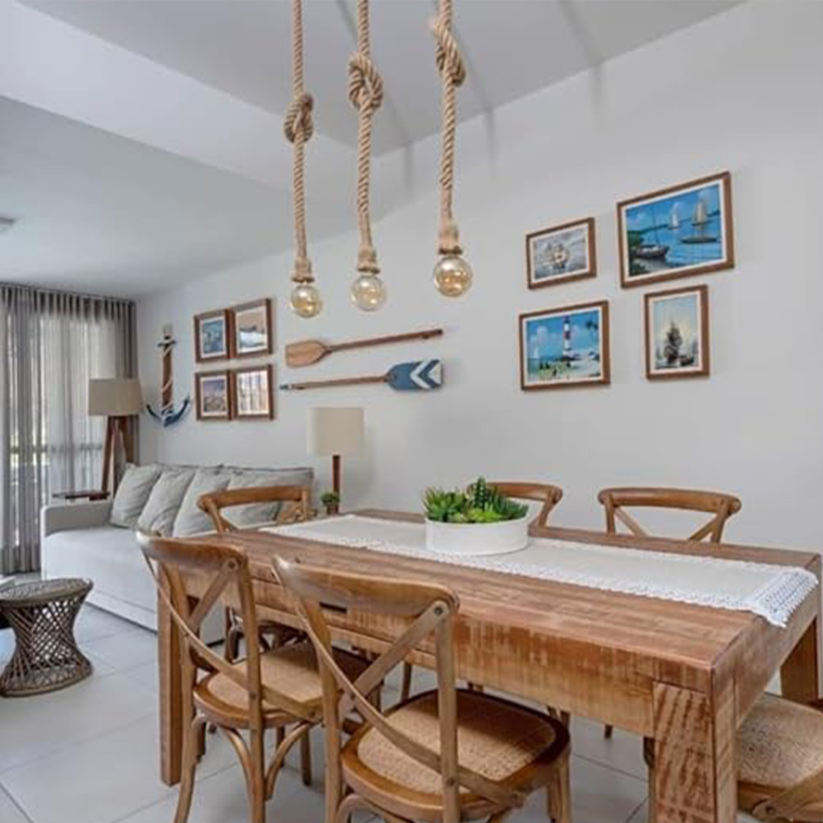 decoração com pendente de corda