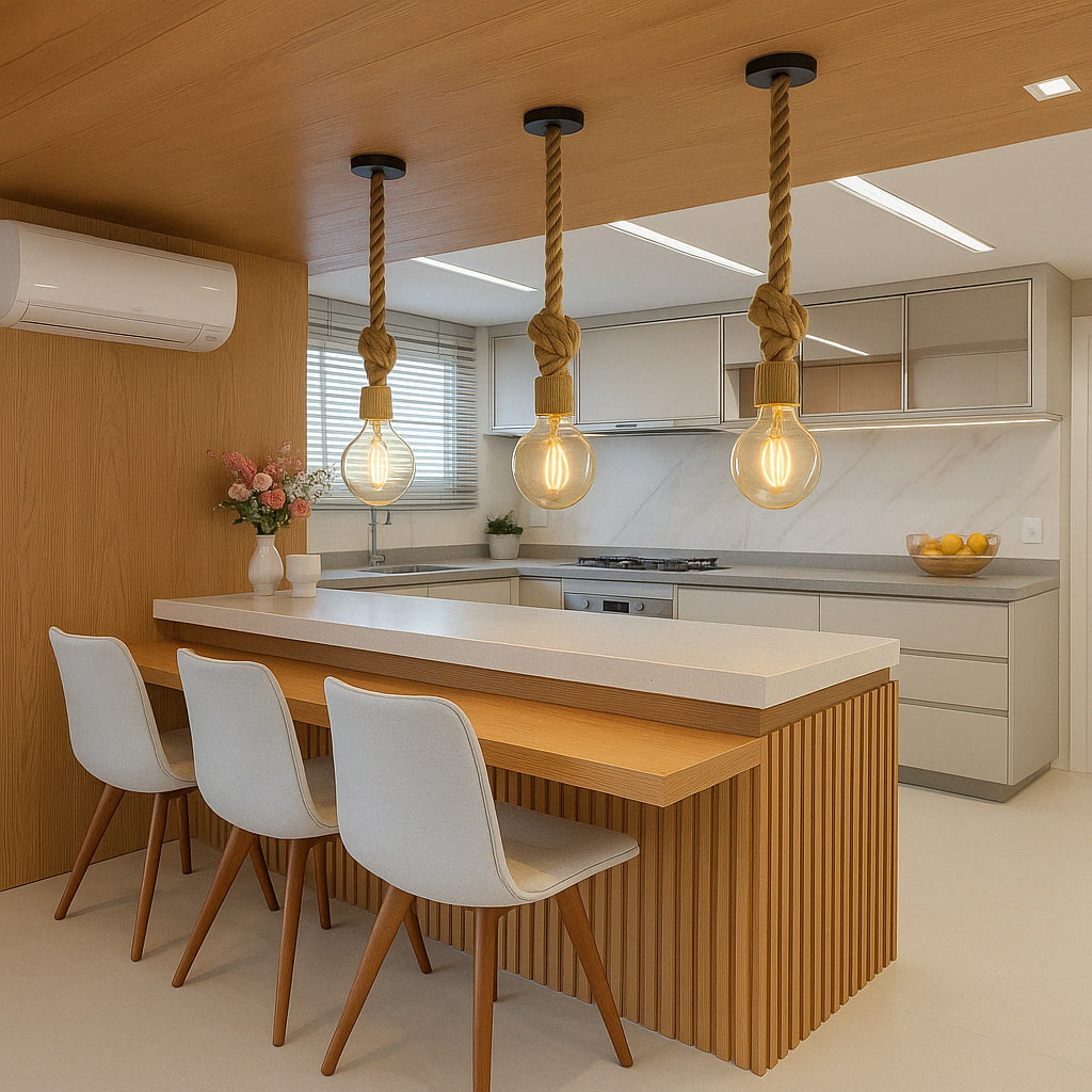 decoração com pendente de corda