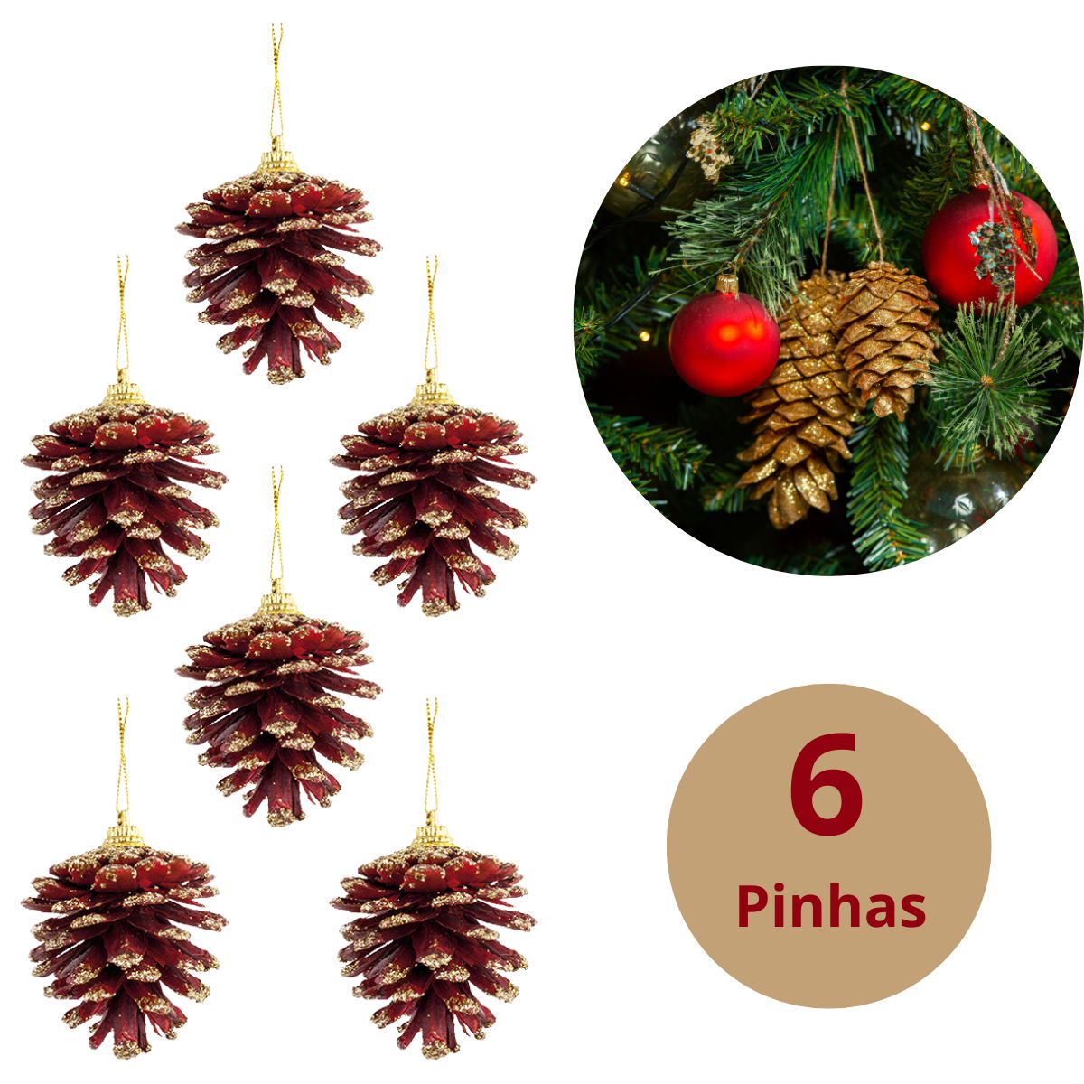 pinhas decoradas para árvore de natal