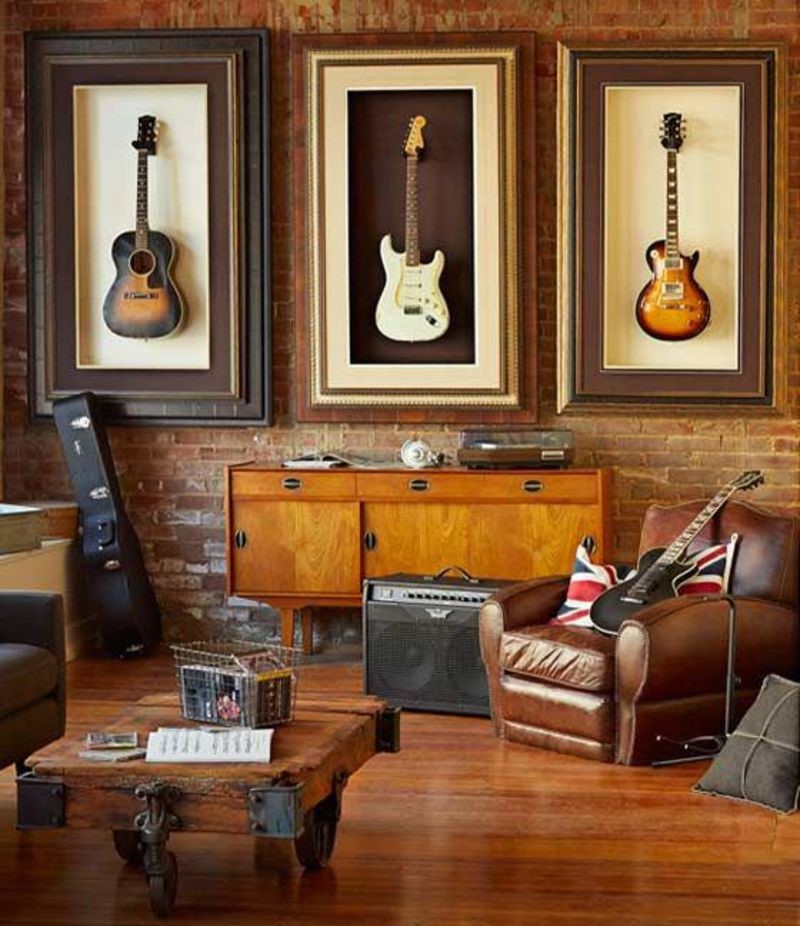 decoração com violão na sala