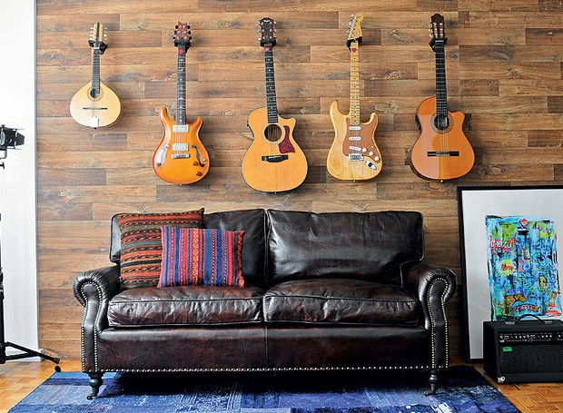 ideias decoração sala com violão