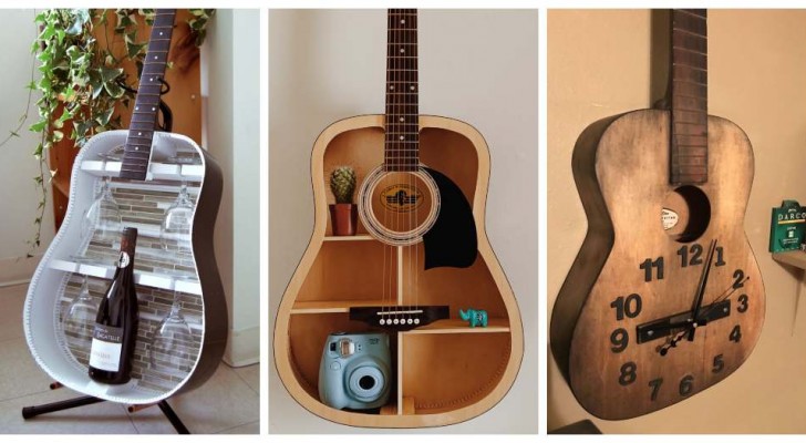 decoração com violão na sala