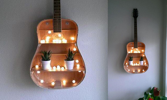 ideias decoração sala com violão