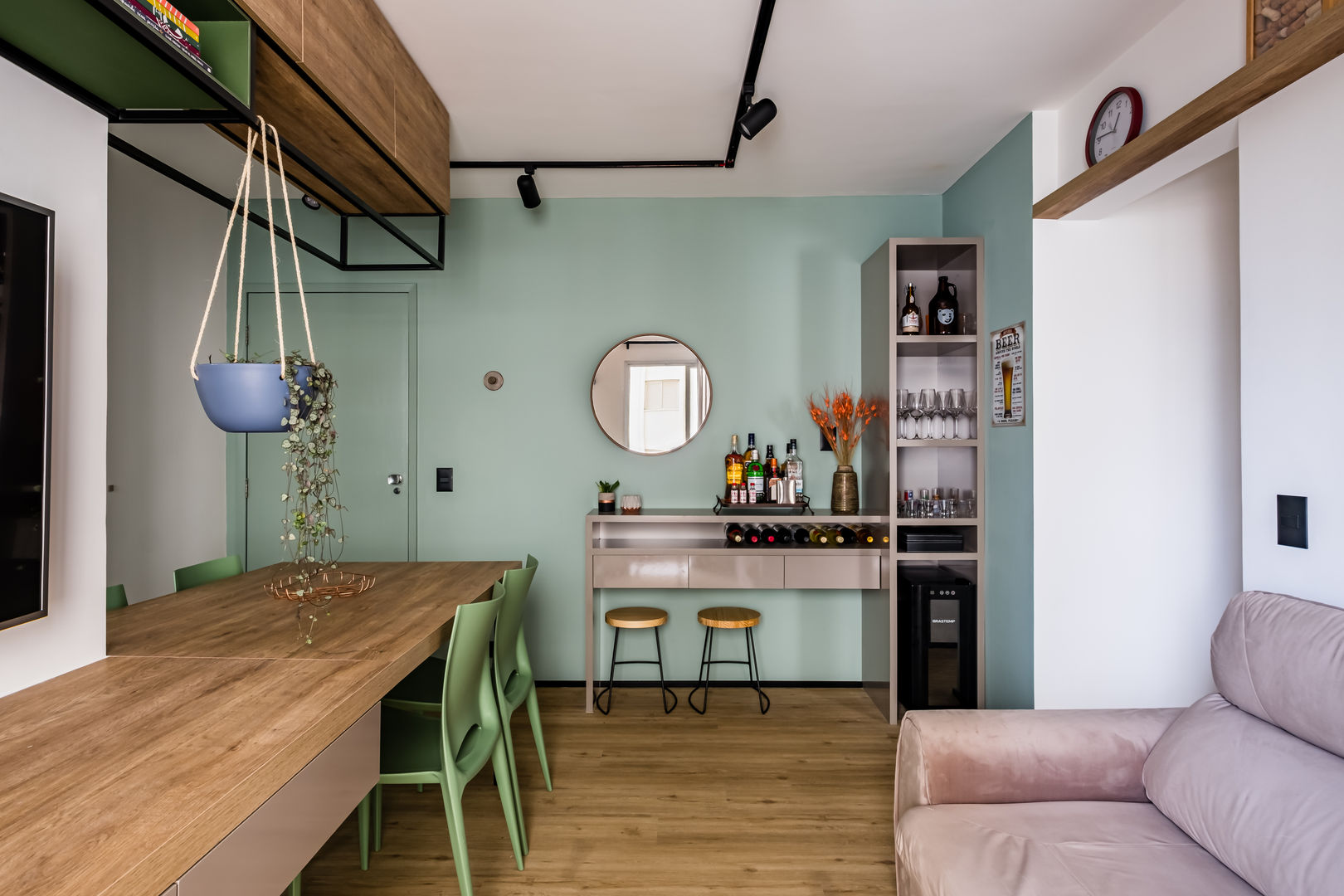 ideias de decoração com verde para sala de estar