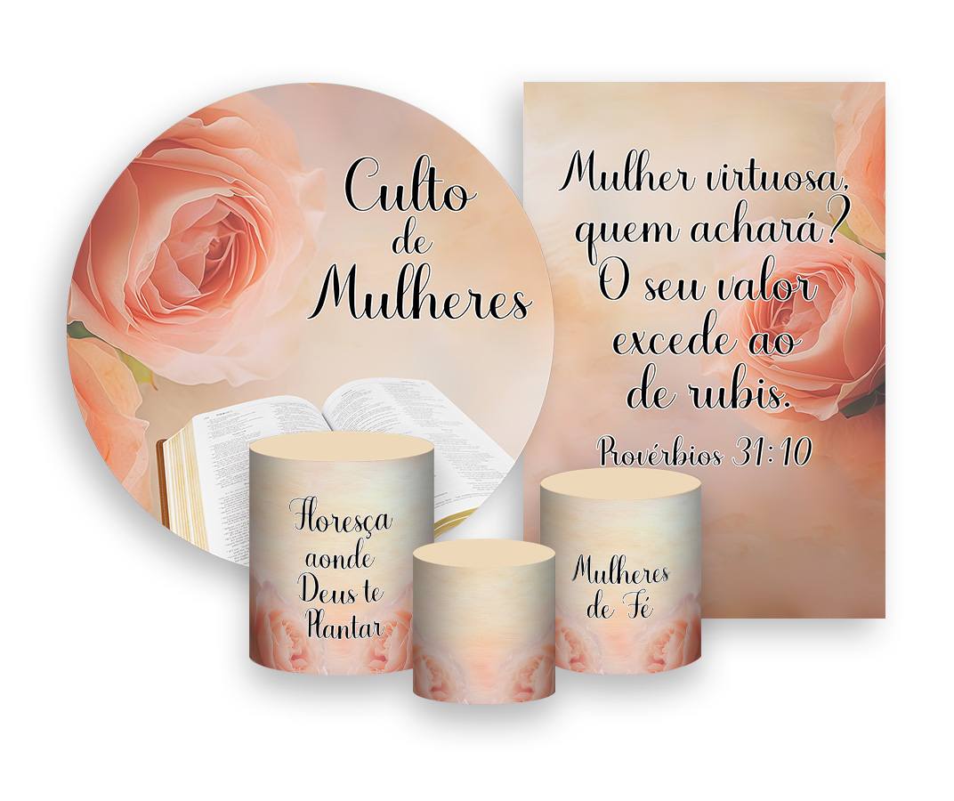decoração culto de mulheres rosa e dourado