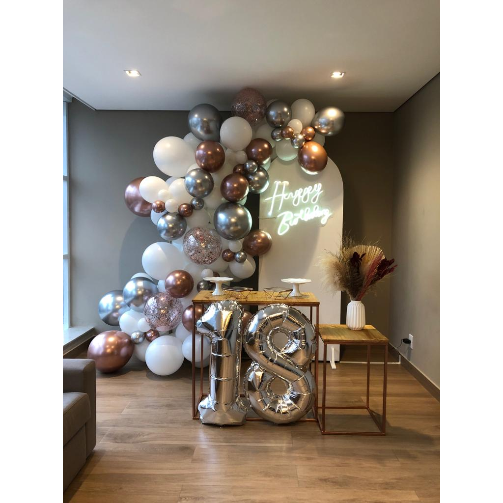 decoração aniversário adulto minimalista moderno