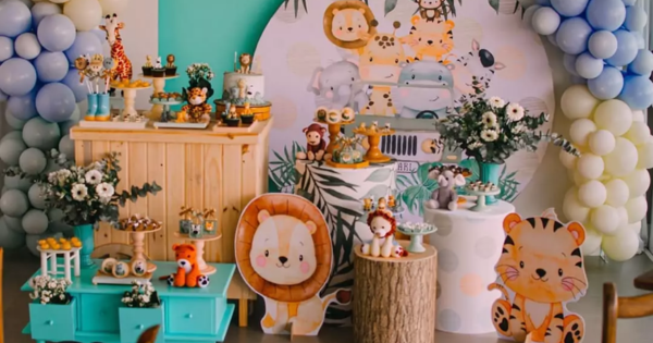 mini table vs decoração completa para 1 ano masculino