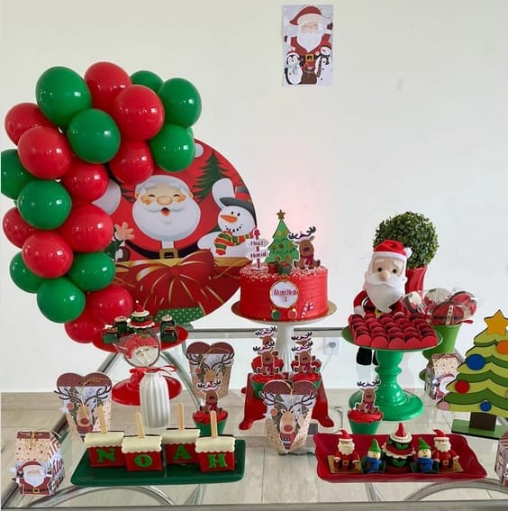 aniversário com tema natal e inverno