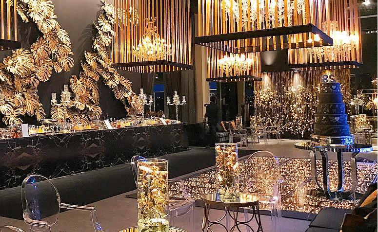 ideias de decoração de aniversário preto e dourado para 18 anos