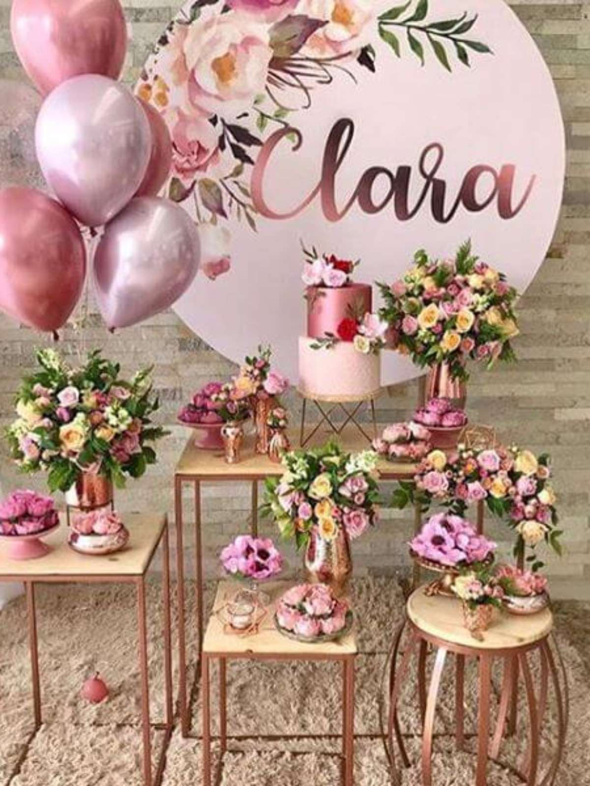 decoração de aniversário feminino simples e barato com flores