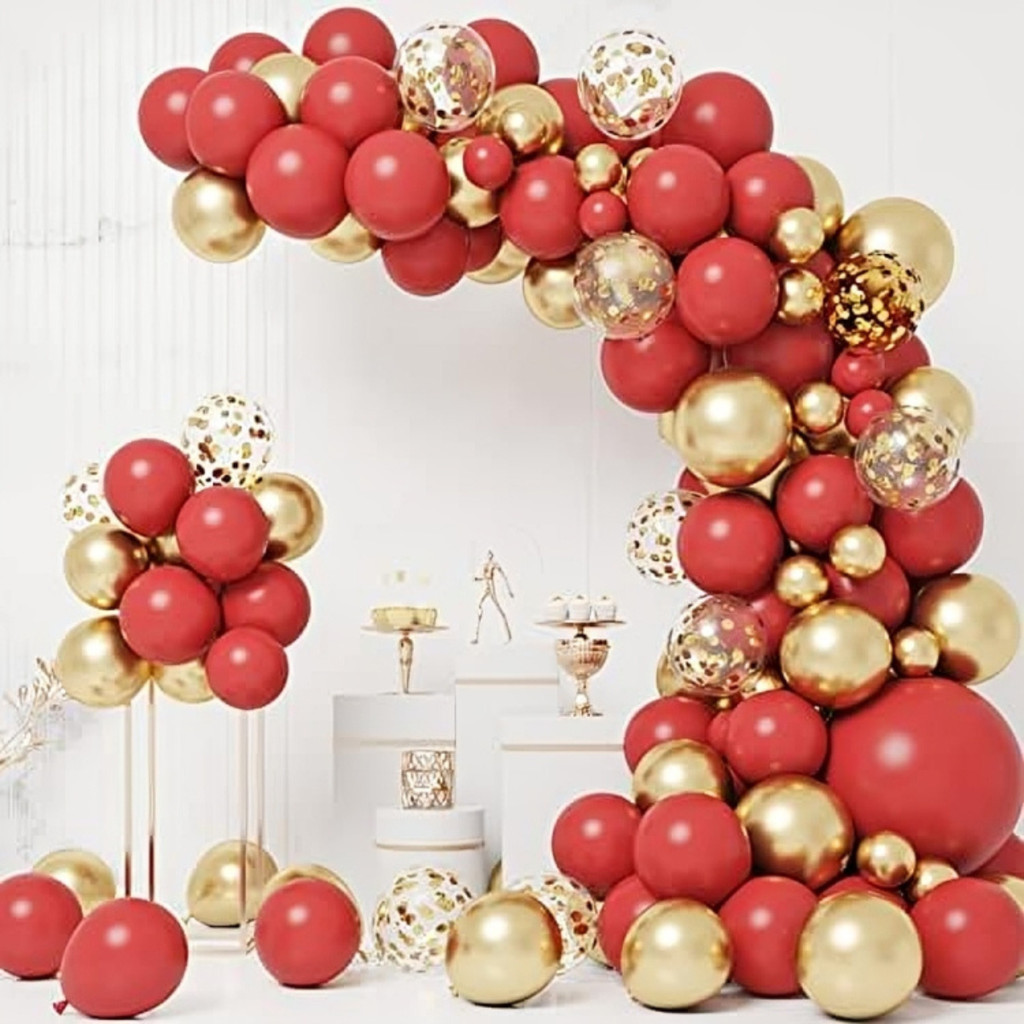 decoração aniversário feminino 50 anos vermelho dourado