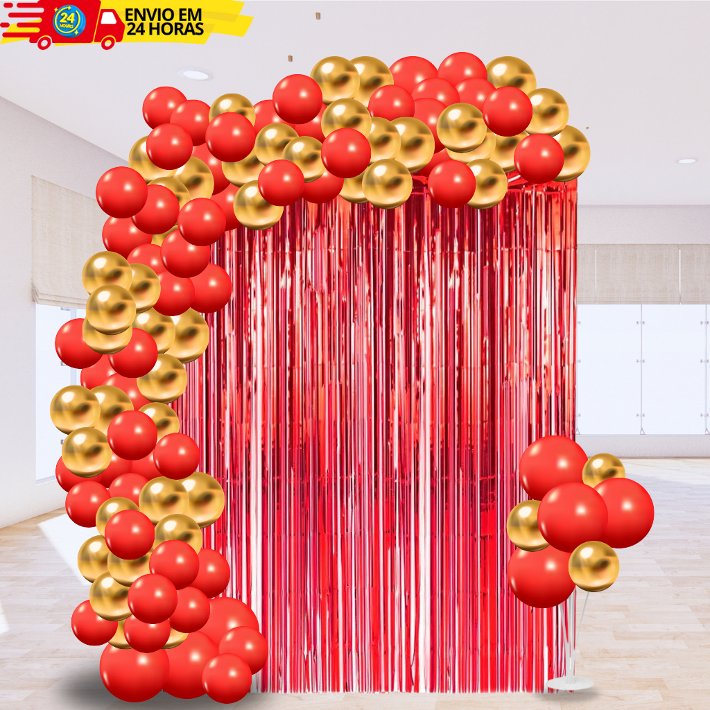 decoração aniversário adulto vermelho dourado