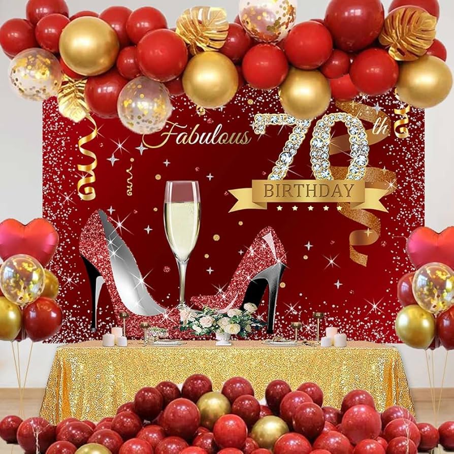 painel redondo vermelho e dourado