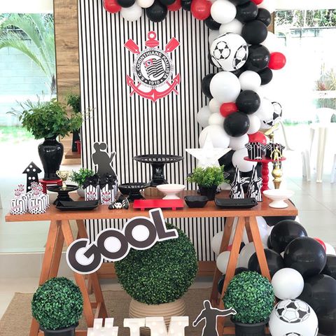decoração de mesa de aniversário tema corinthians