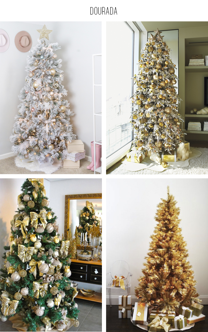 decoração de arvore de natal dourada