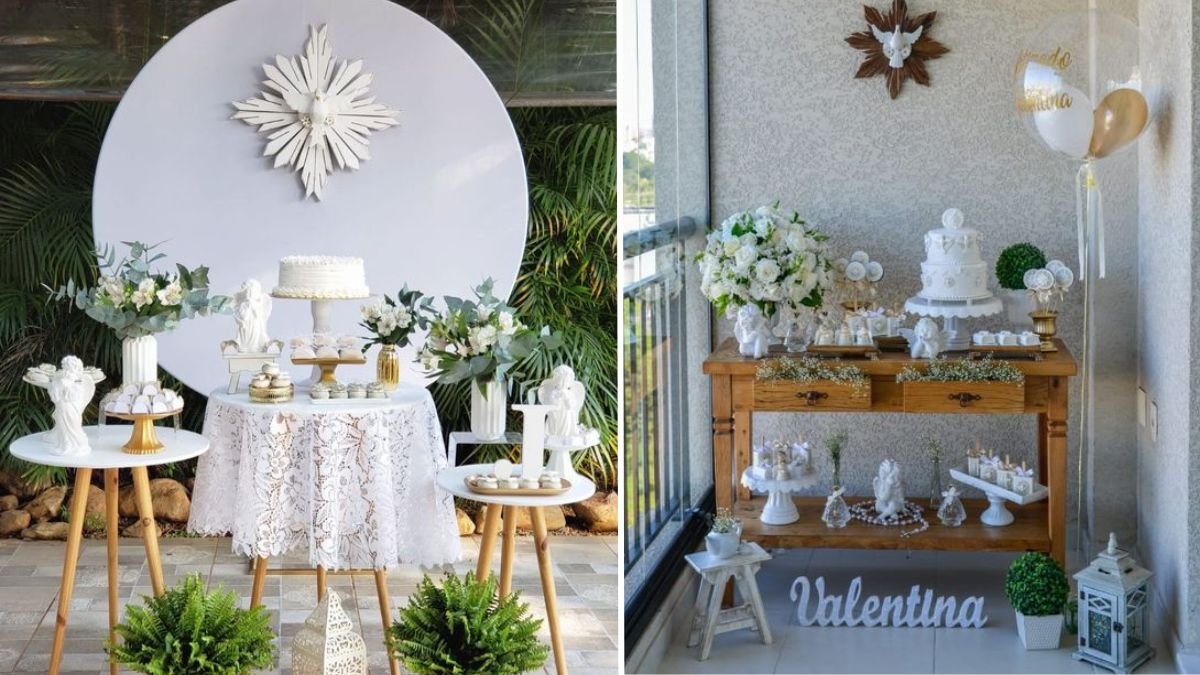decoração batizado com juta