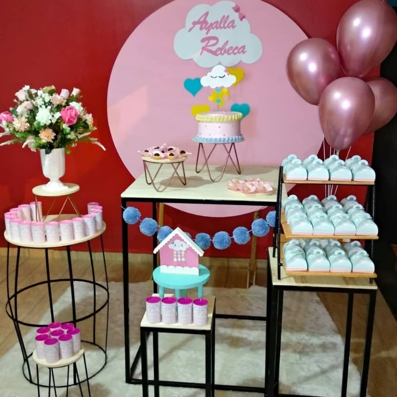 decoração de chá de fralda feminino