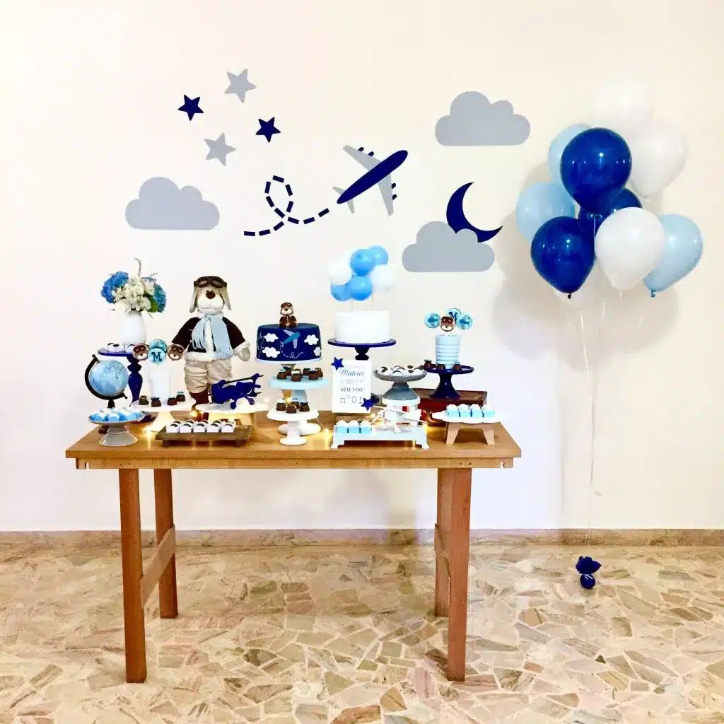 decoração chá de fralda simples e barato menino
