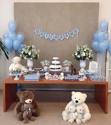 decoração chá de fralda simples e barato menino