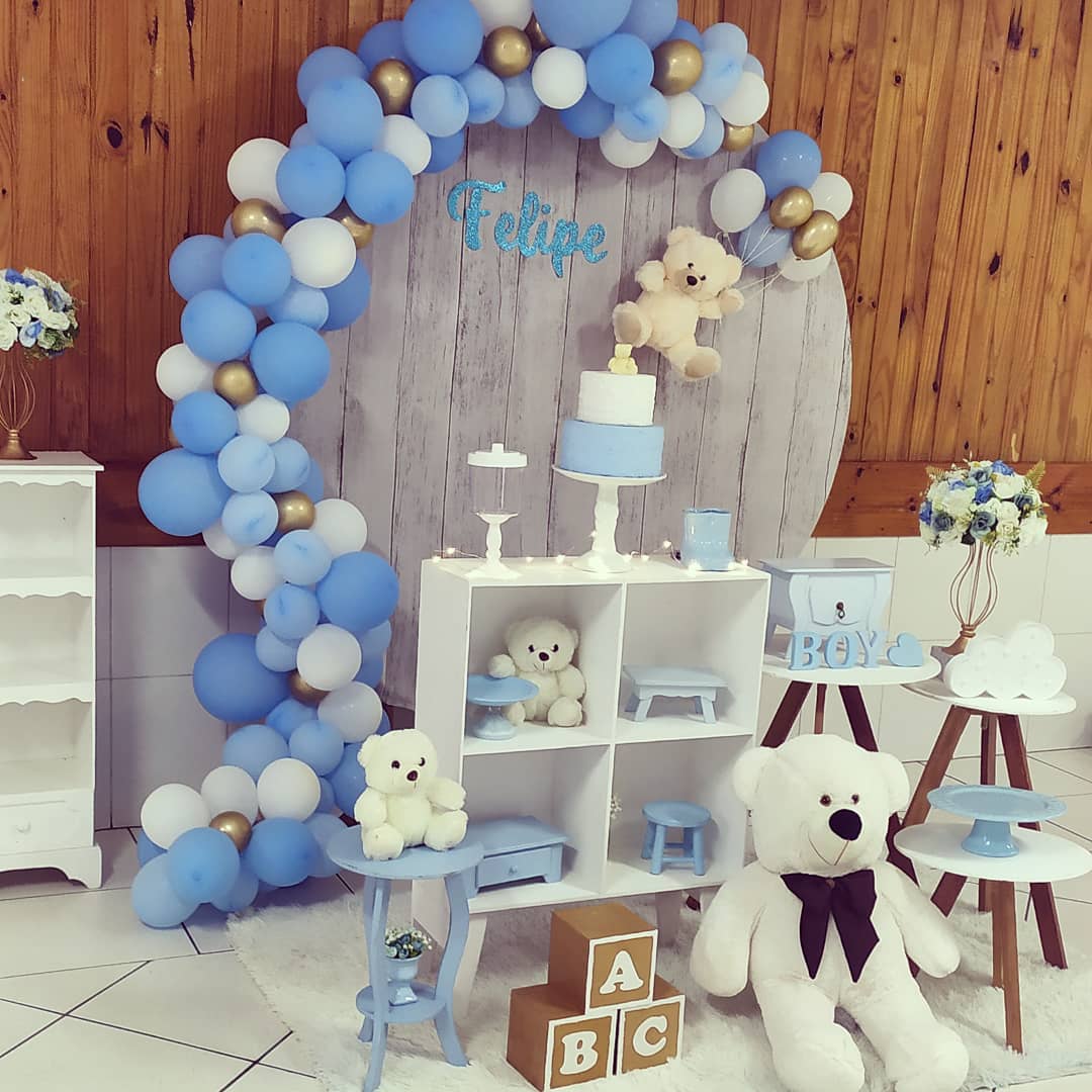 decoração chá de bebê azul marinho menino