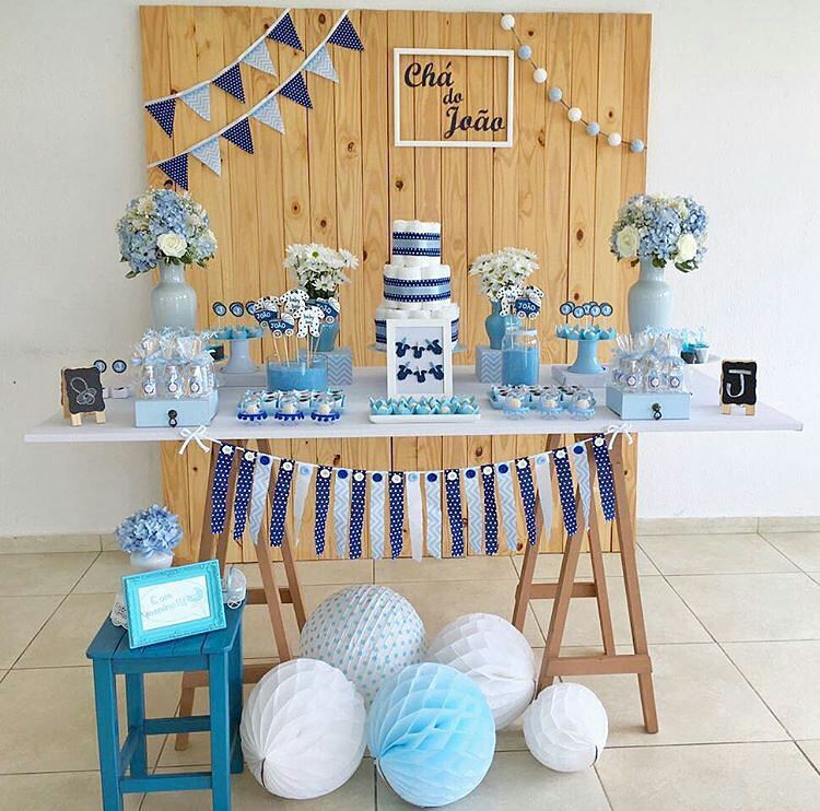 decoração chá de bebê azul marinho menino